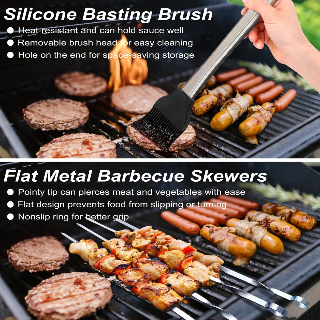 Close-up of POLIGO grill cleaning brush with replaceable head