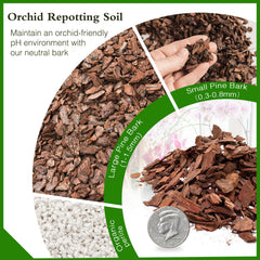 Close-up of POLIUMB Orchid Bark Mix with pine bark and perlite