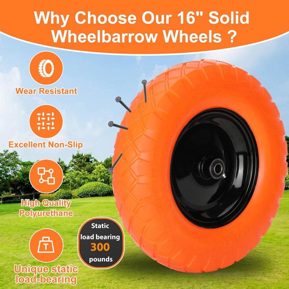 Close-up of Pontuss 16-inch wheelbarrow wheel bearing