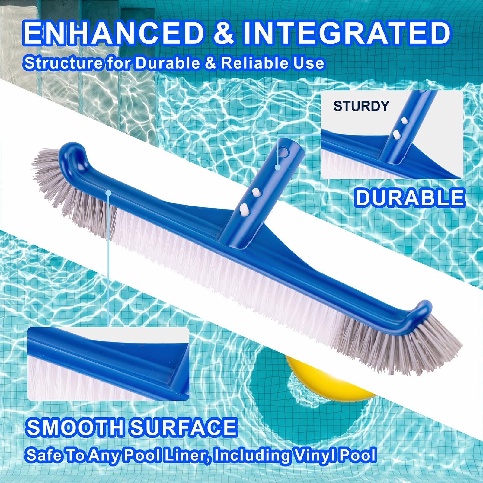 Close-up of POOLAZA Pool Brush Head curved edges