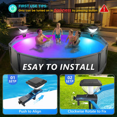Close-up of Pooldecor Solar Pool Light color options