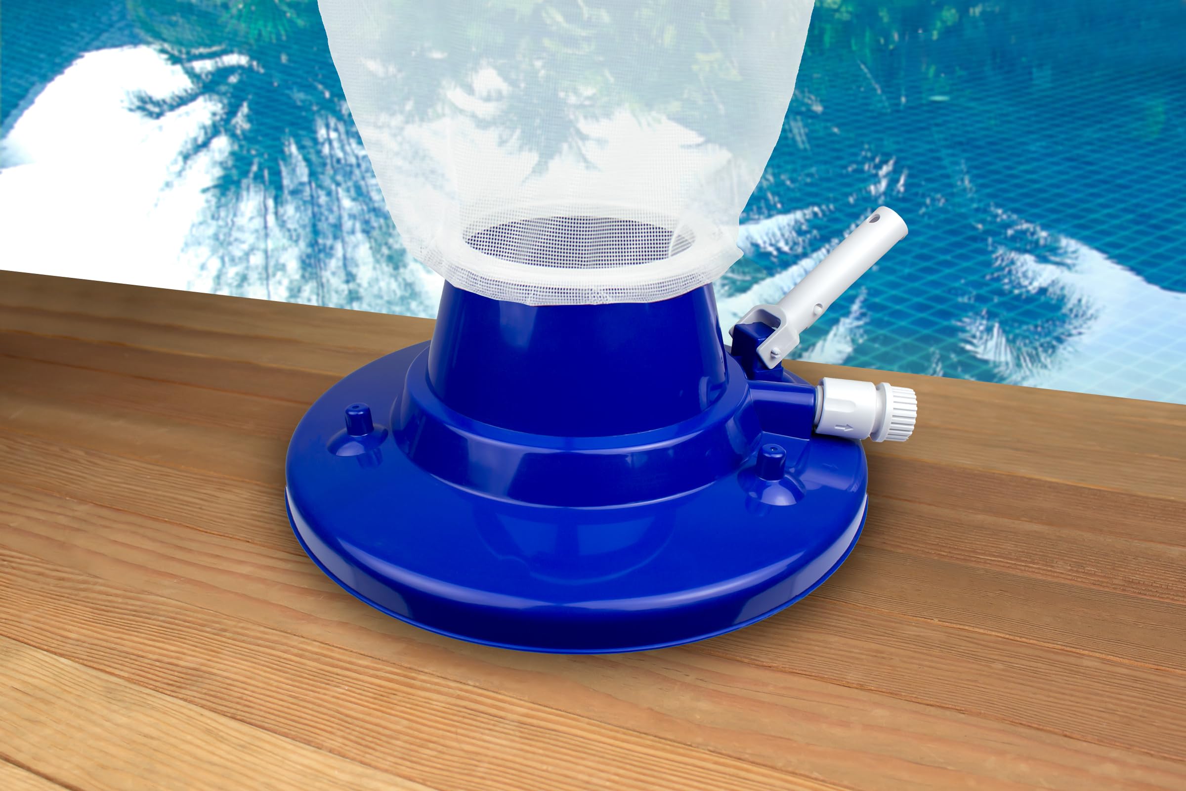 Close-up of Poolmaven pool vacuum head's rotating wheels