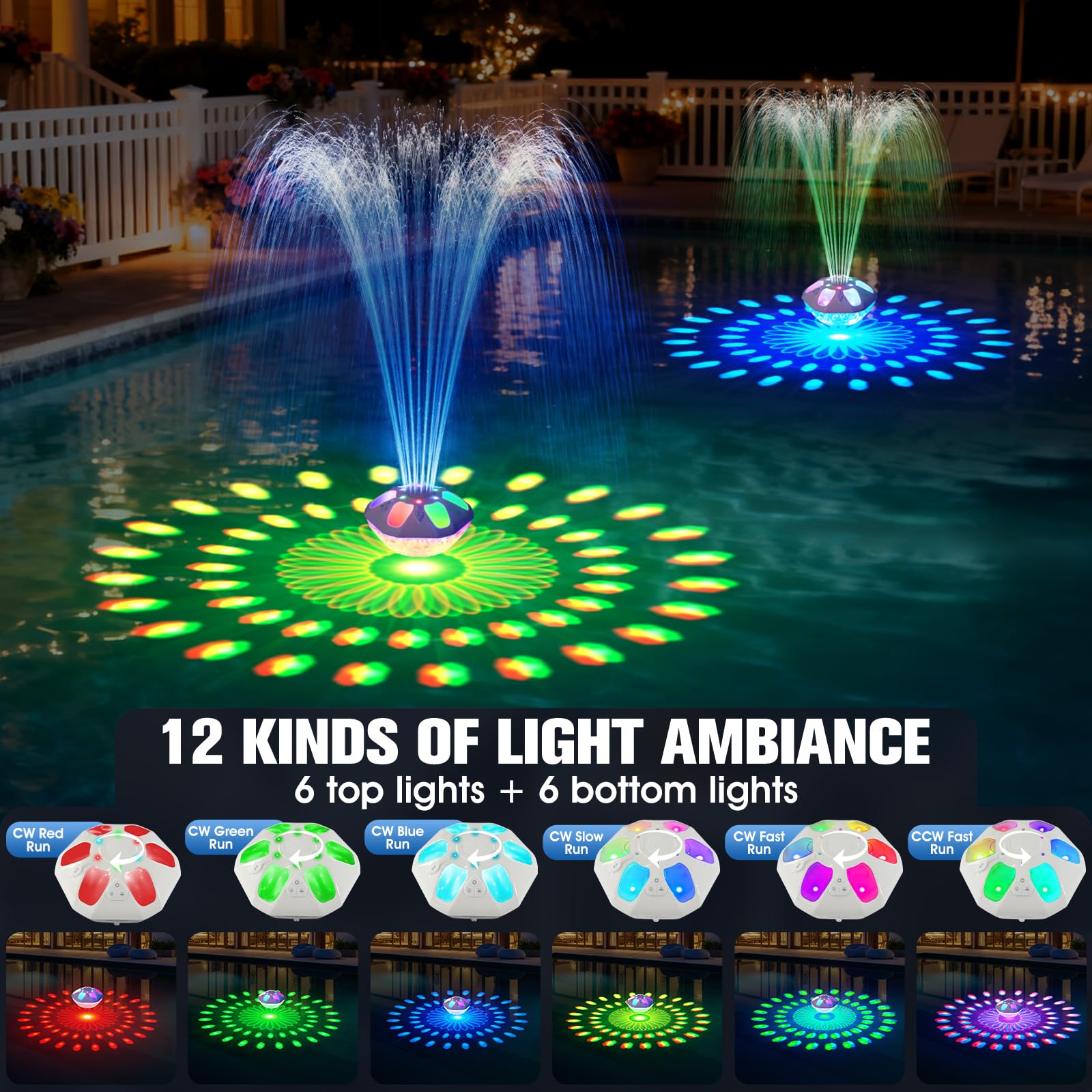 Close-up of PoolPop Floating Fountain's hexagonal design