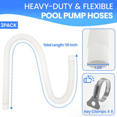 Close-up of Poolvio pool hose with metal thumb clamp
