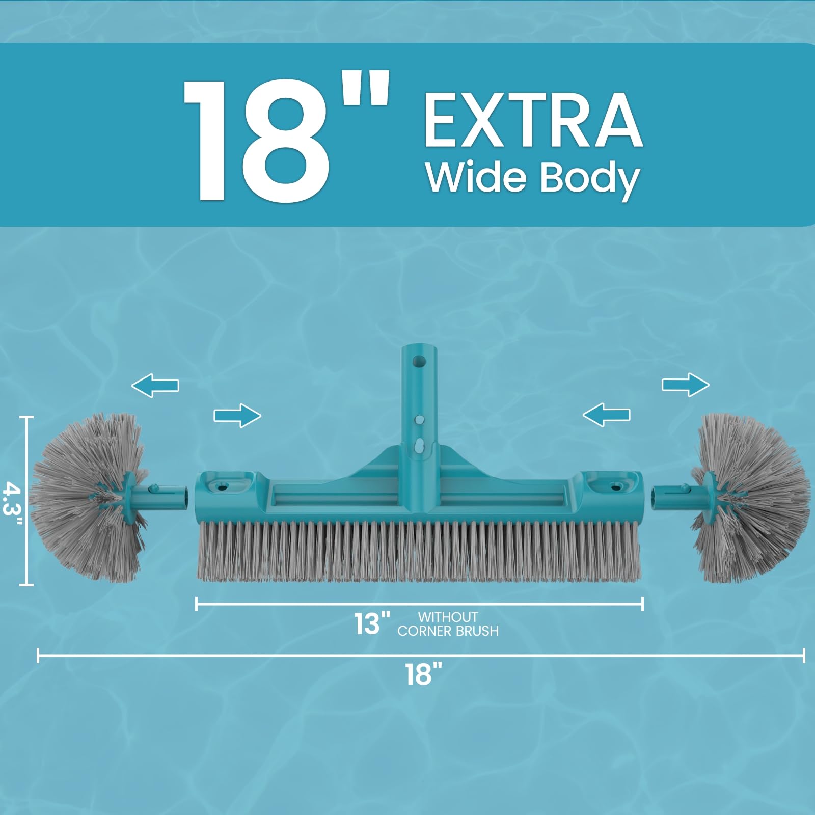 Close-up of POOLWHALE pool brush showing round edges for cleaning