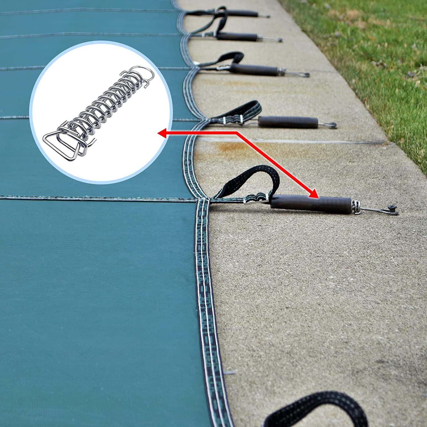 Close-up of Poolzilla stainless steel spring dimensions