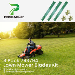 Close-up of POSEAGLE 60 inch mower blade showing sharp edge