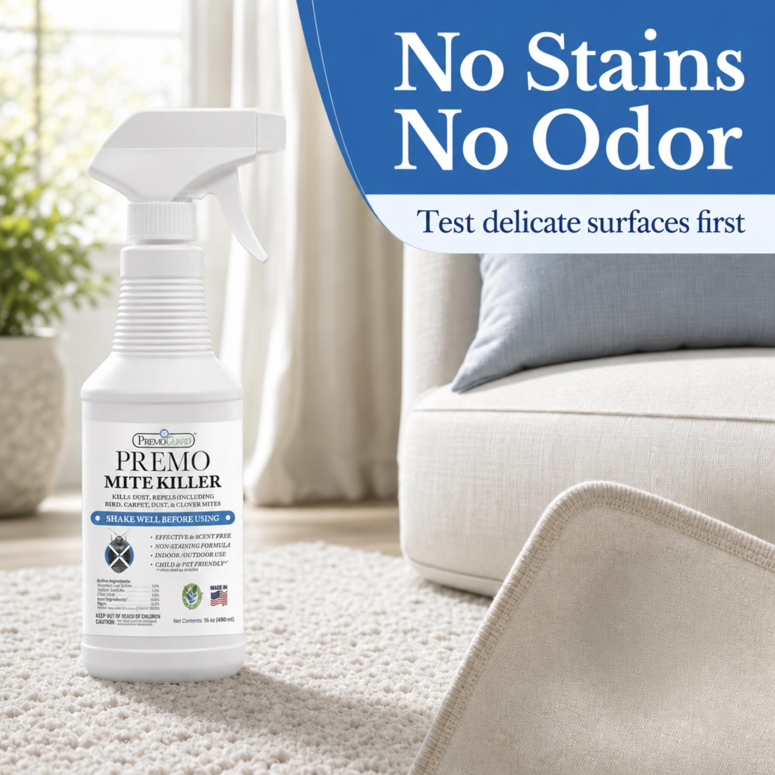 Close-up of Premo Guard Natural Mite Spray liquid