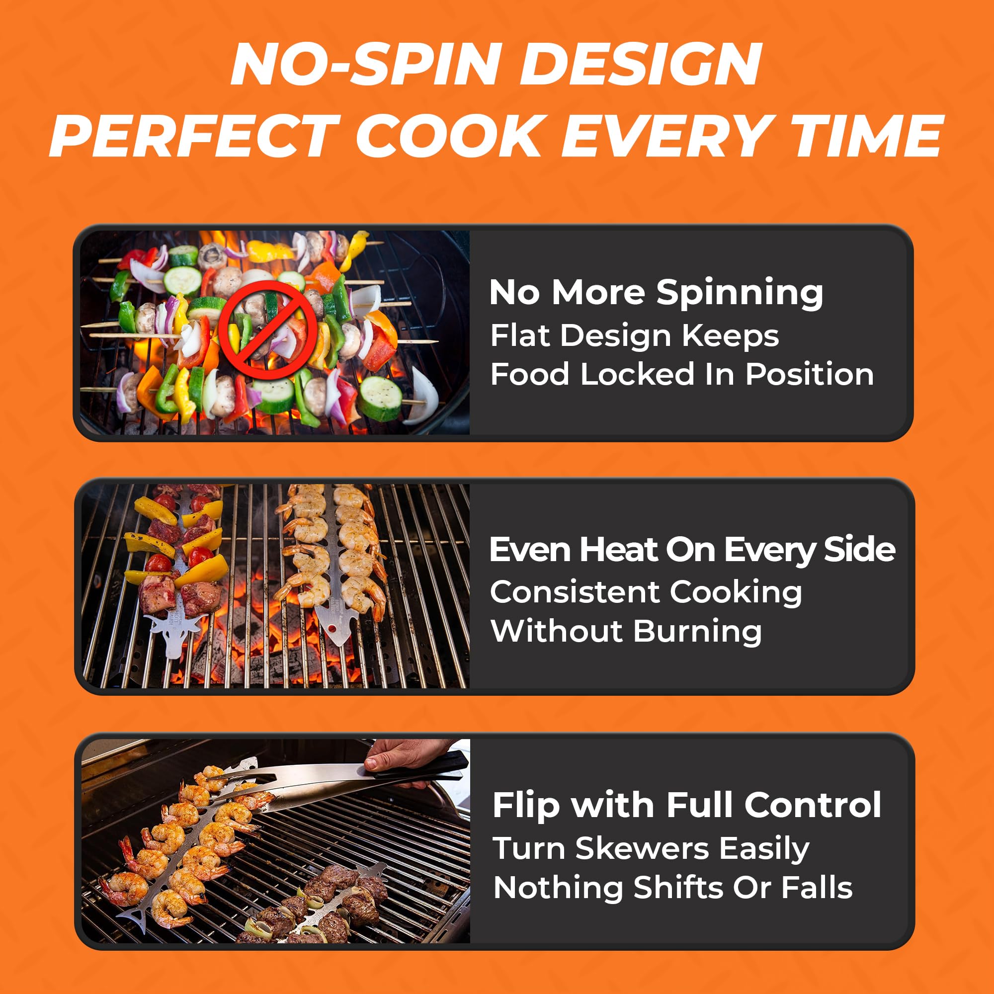Close-up of Proud Grill BBQ Skewers with pointed tips