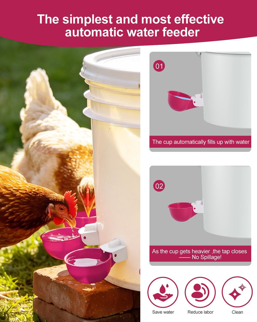 Close-up of psarnuk Chicken Waterer Cup showing rubber seal