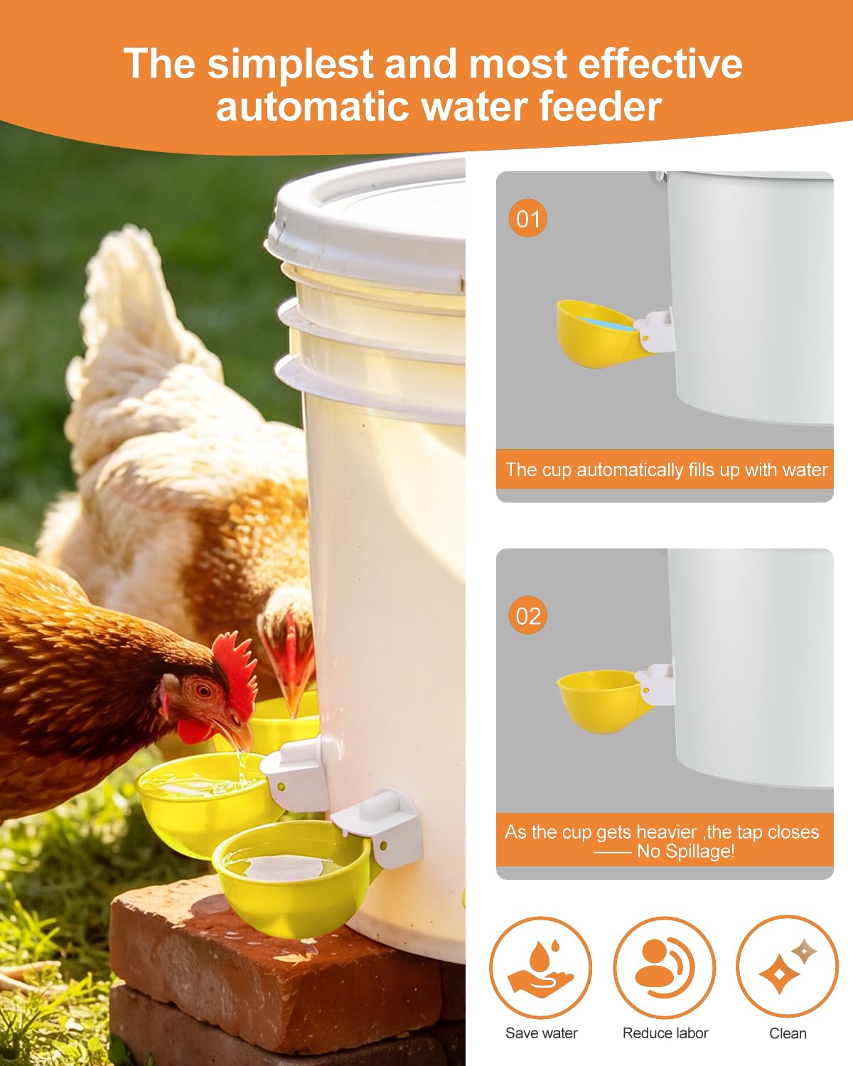 Close-up of psarnuk Chicken Waterer Cup with rubber seal