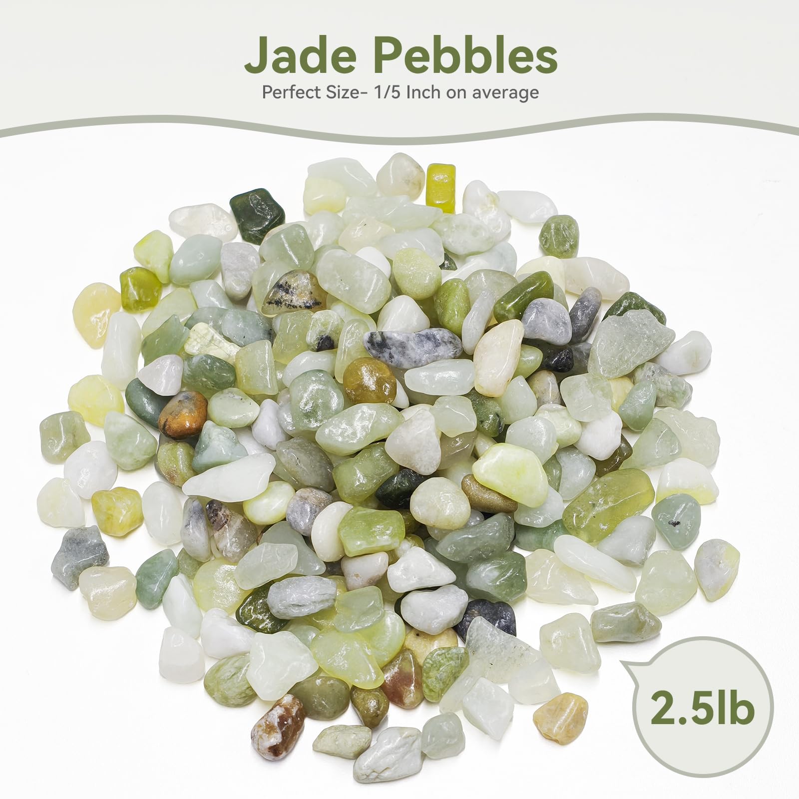 Close-up of Pulovin Jade Pebbles showing polished stones