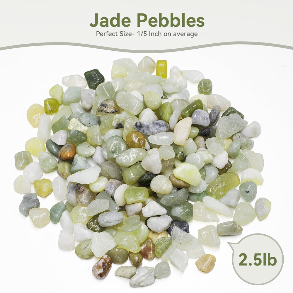 Close-up of Pulovin Jade Pebbles showing polished stones