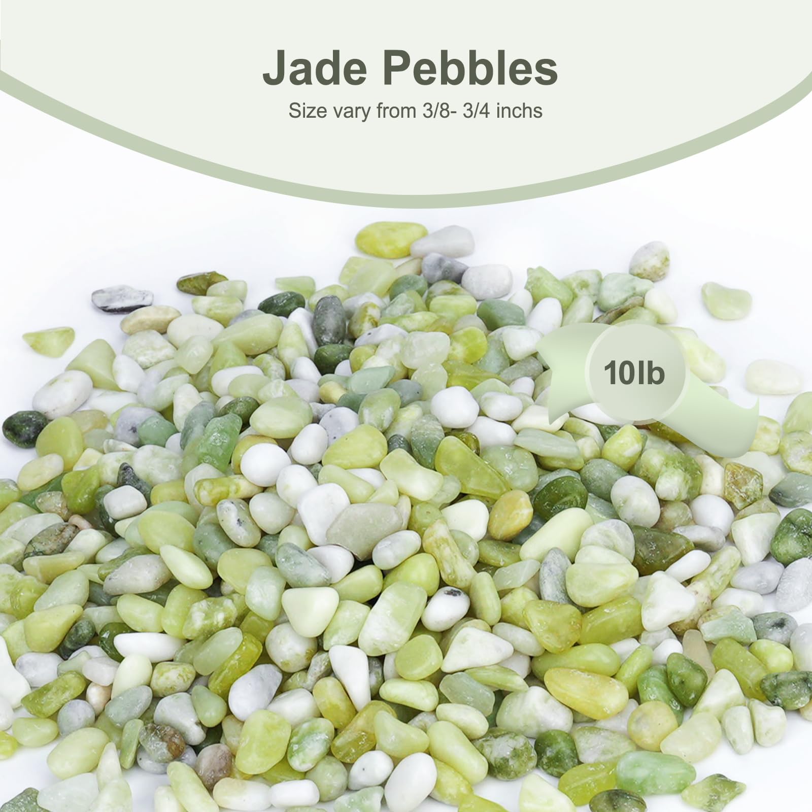 Close-up of Pulovin jade pebbles showing their polished finish