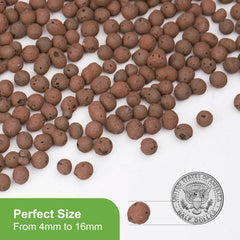 Close-up of Pulovin LECA clay pebbles showing size and texture