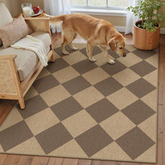 Close-up of PureCozy checkered rug texture