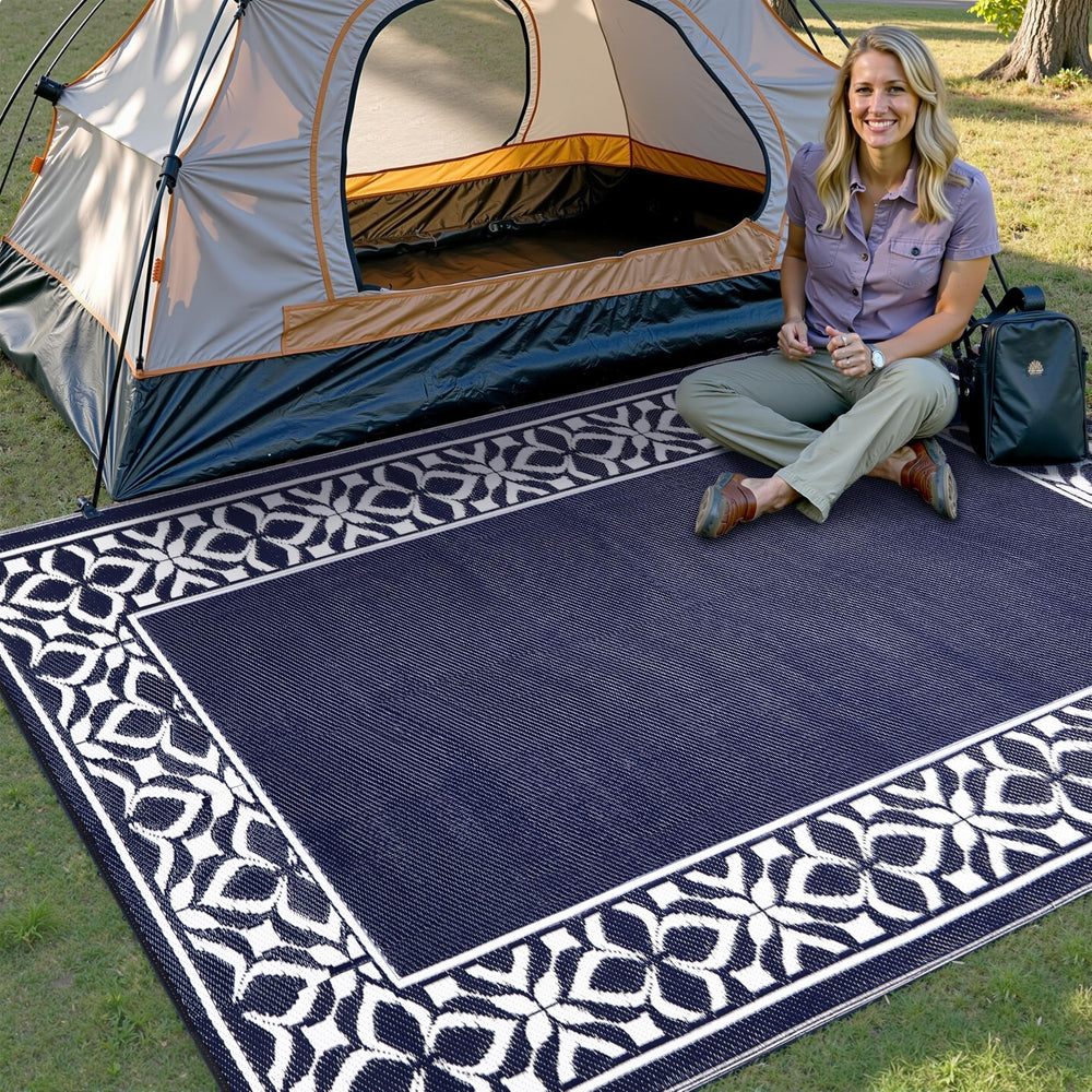 Close-up of PureCozy outdoor rug texture and pattern