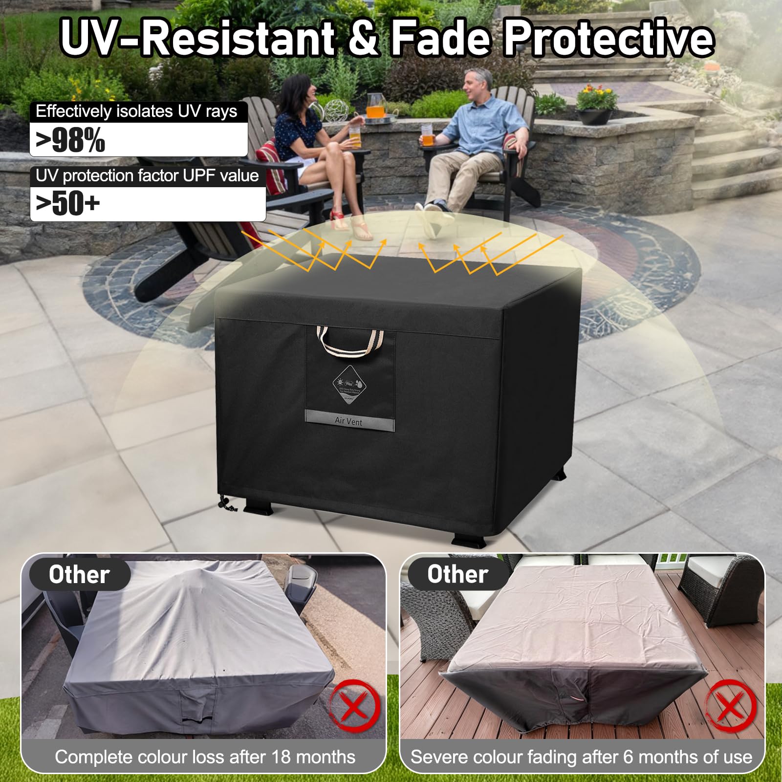 Close-up of QH.HOME fire pit cover handle