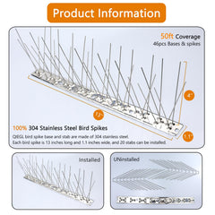 Close-up of QIEGL Bird Spike base showing durable stainless steel