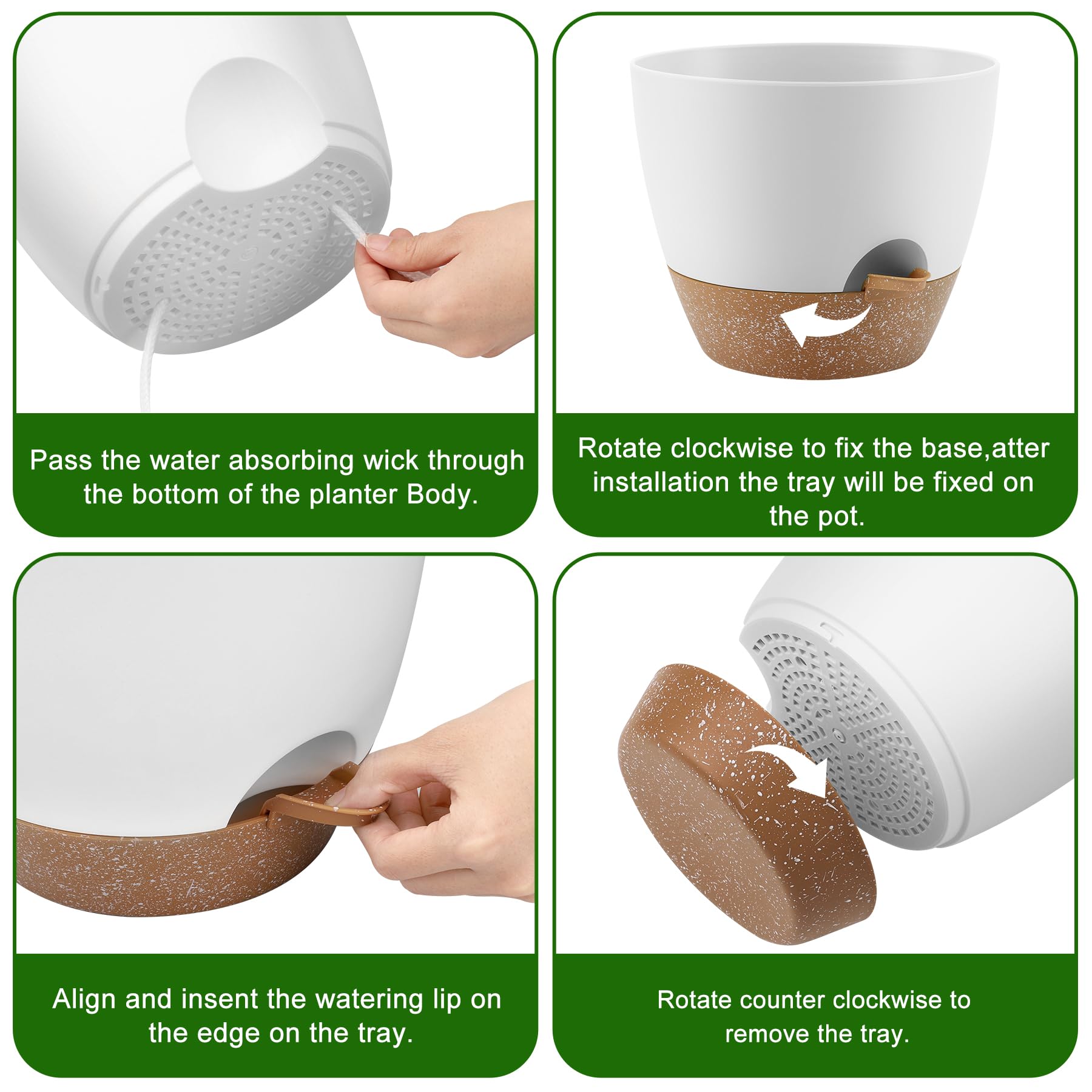 Close-up of QRRICA self watering feature in plant pot