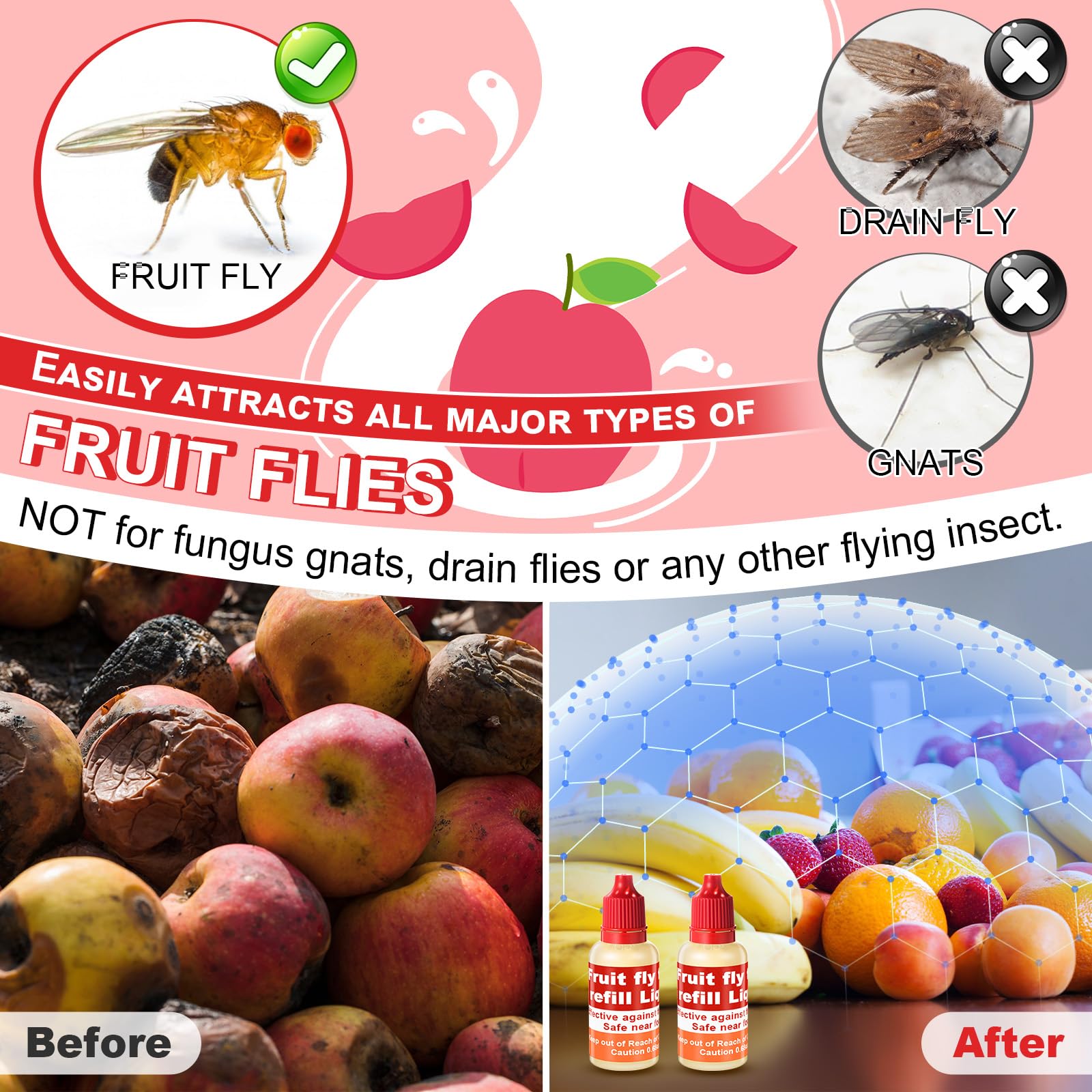 Close-up of Qualirey Fruit Fly Trap Refill bottle