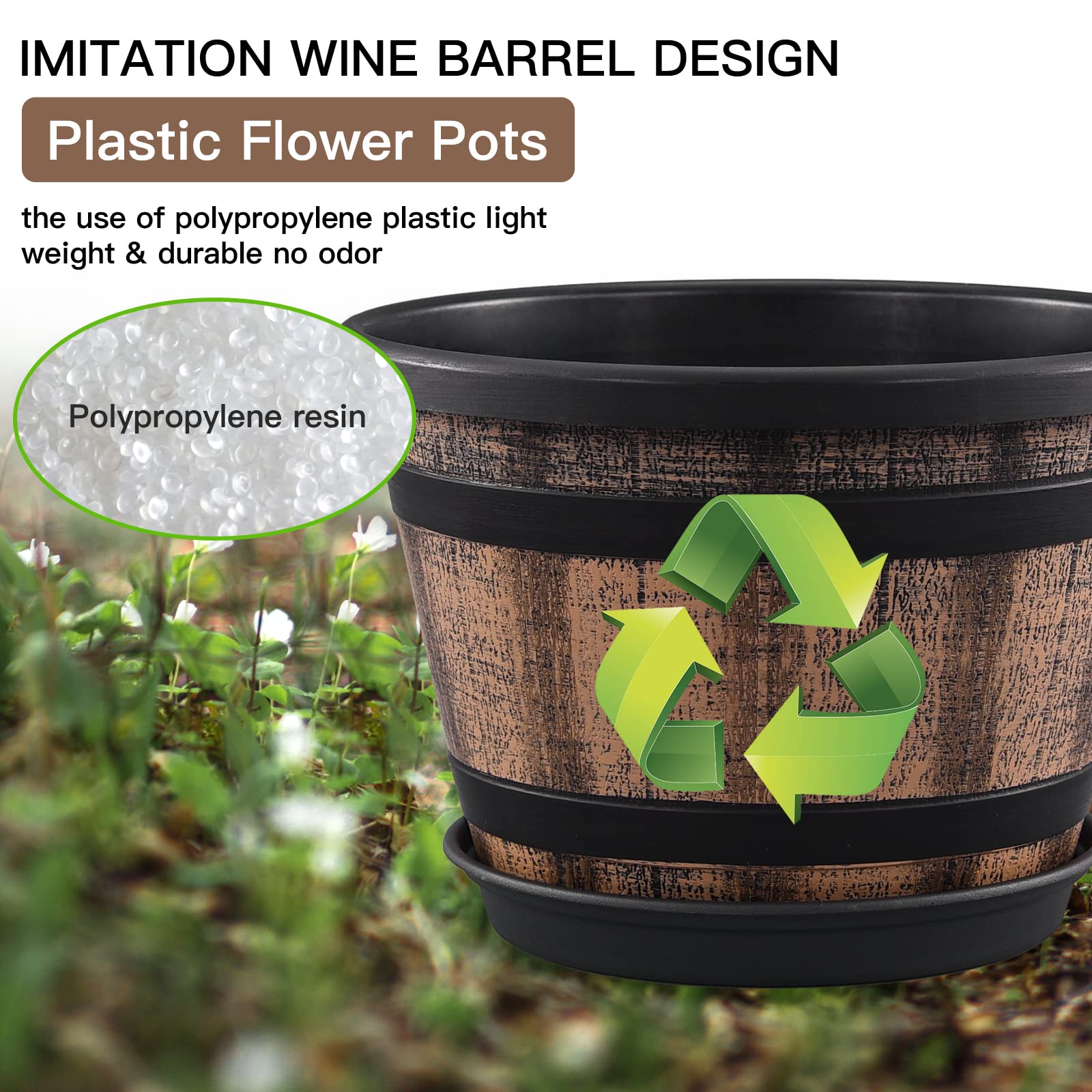 Close-up of Quarut Whiskey Barrel Planter texture