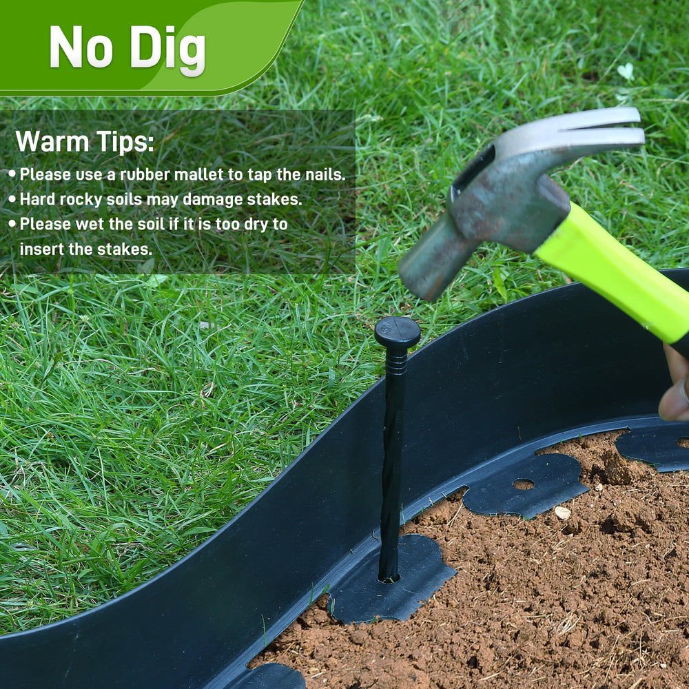 Close-up of Quibbay landscape edging stakes