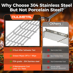Close-up of QuliMetal 304 stainless steel warming rack