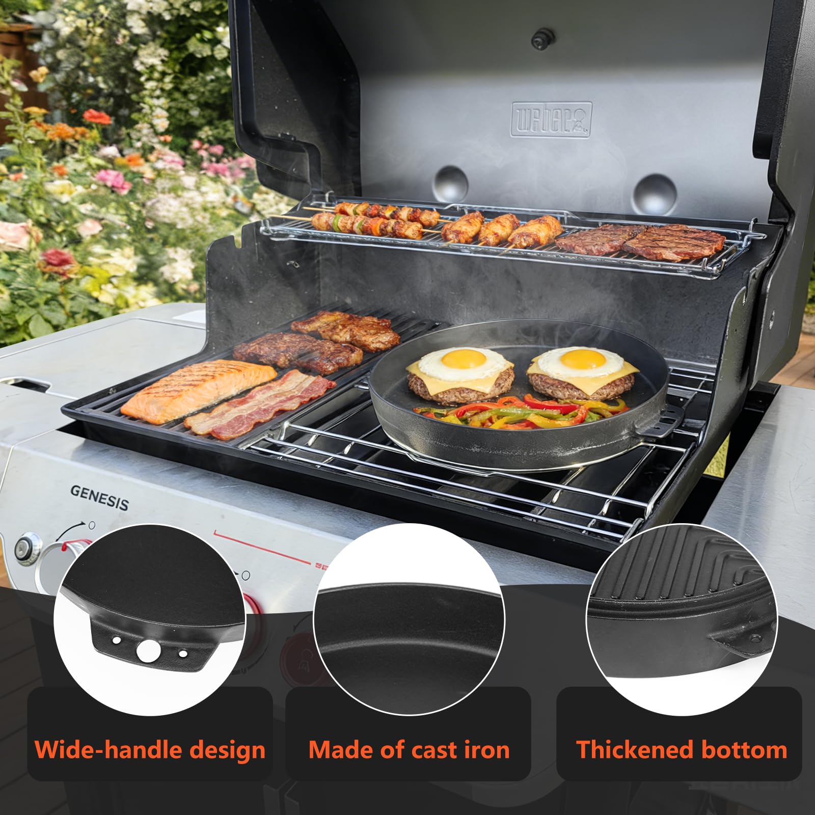 Close-up of QuliMetal 7421 Griddle handles