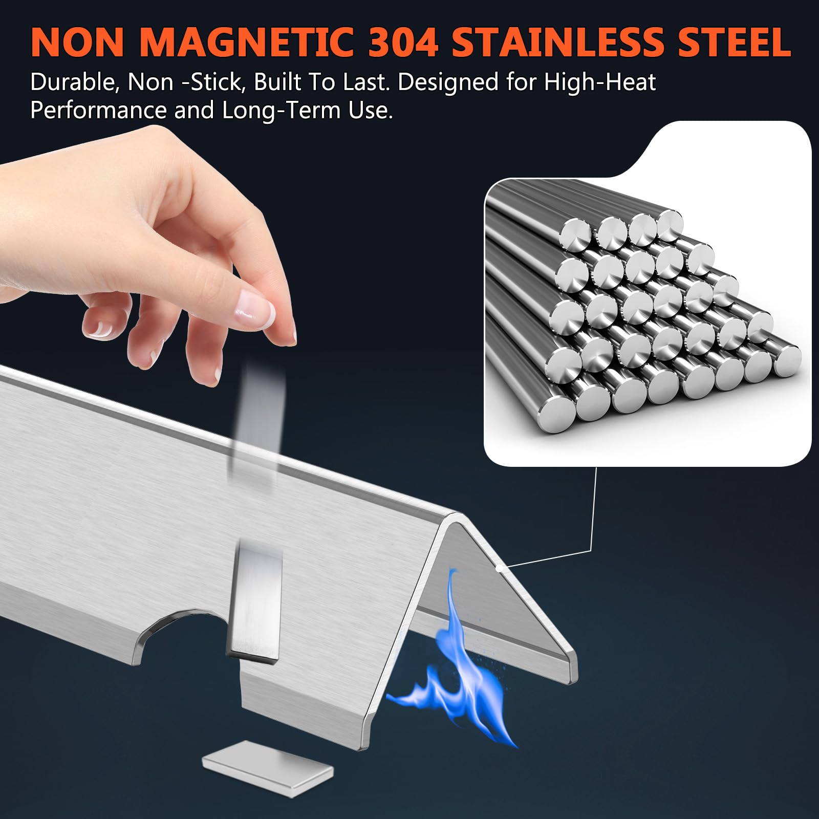 Close-up of QuliMetal Flavorizer Bar made of stainless steel