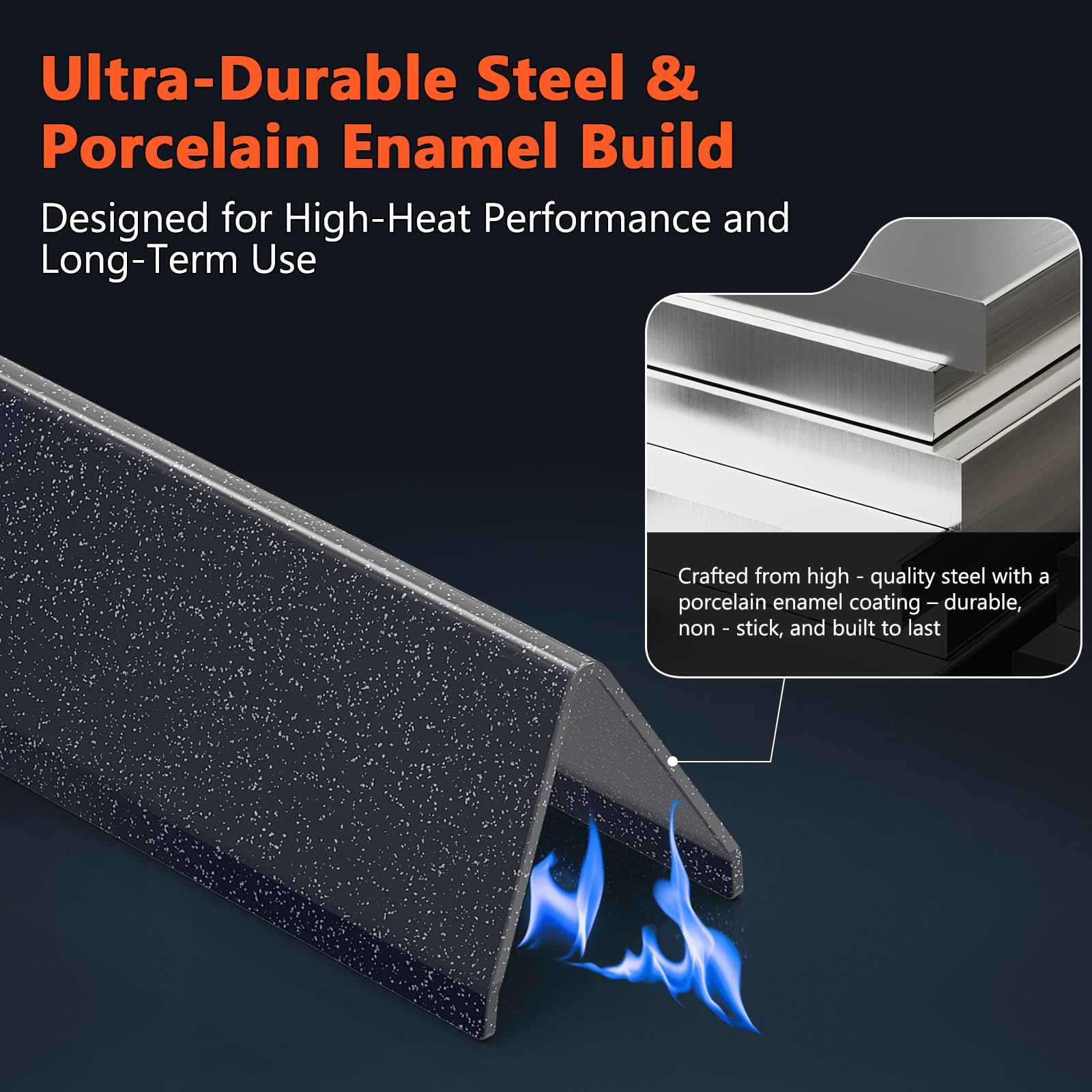 Close-up of QuliMetal Flavorizer Bars with snow-point design