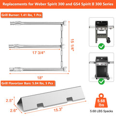 Close-up of QuliMetal stainless steel burner tubes for Weber Spirit II