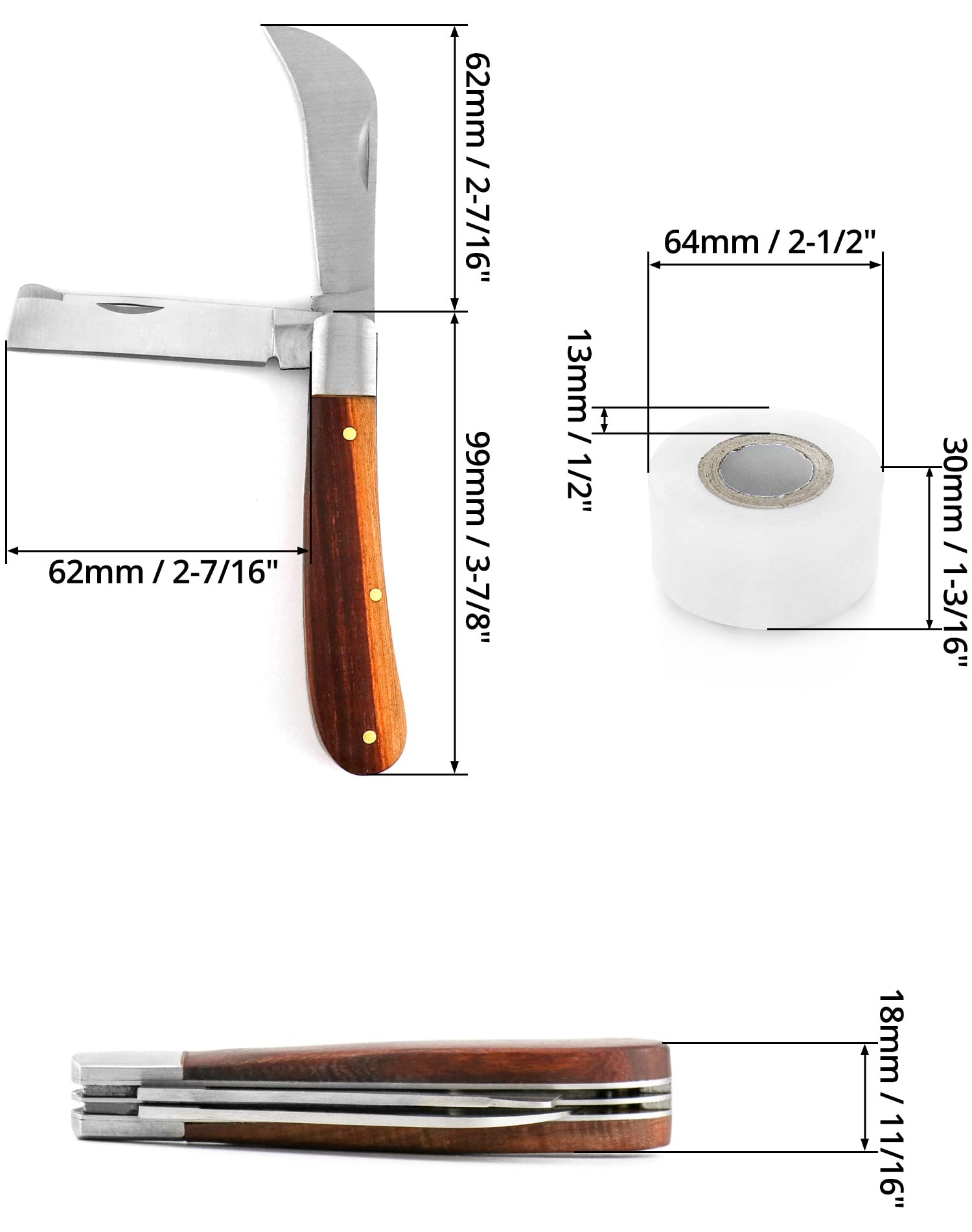 Close-up of QWORK Grafting Cutter showing stainless steel blade