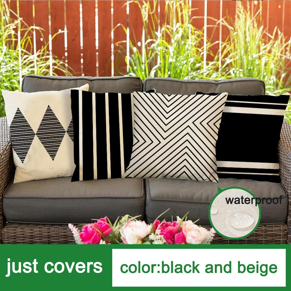 Close-up of RABUSOFA 22x22 inch outdoor pillow cover with hidden zipper