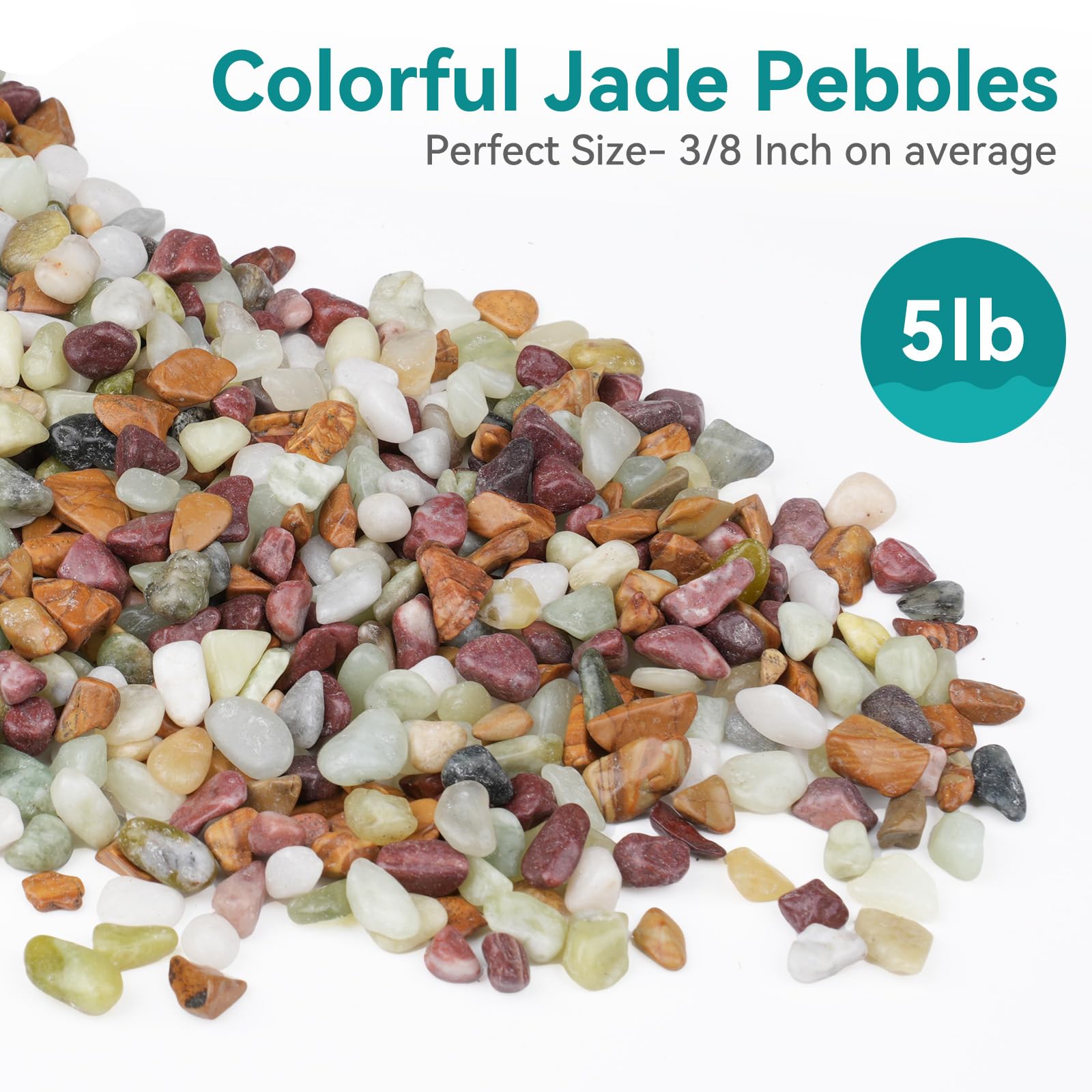 Close-up of Rahato 3/8 inch pebbles with shine