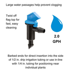 Close-up of Rain Bird Drip Emitter showing dual barbed ends