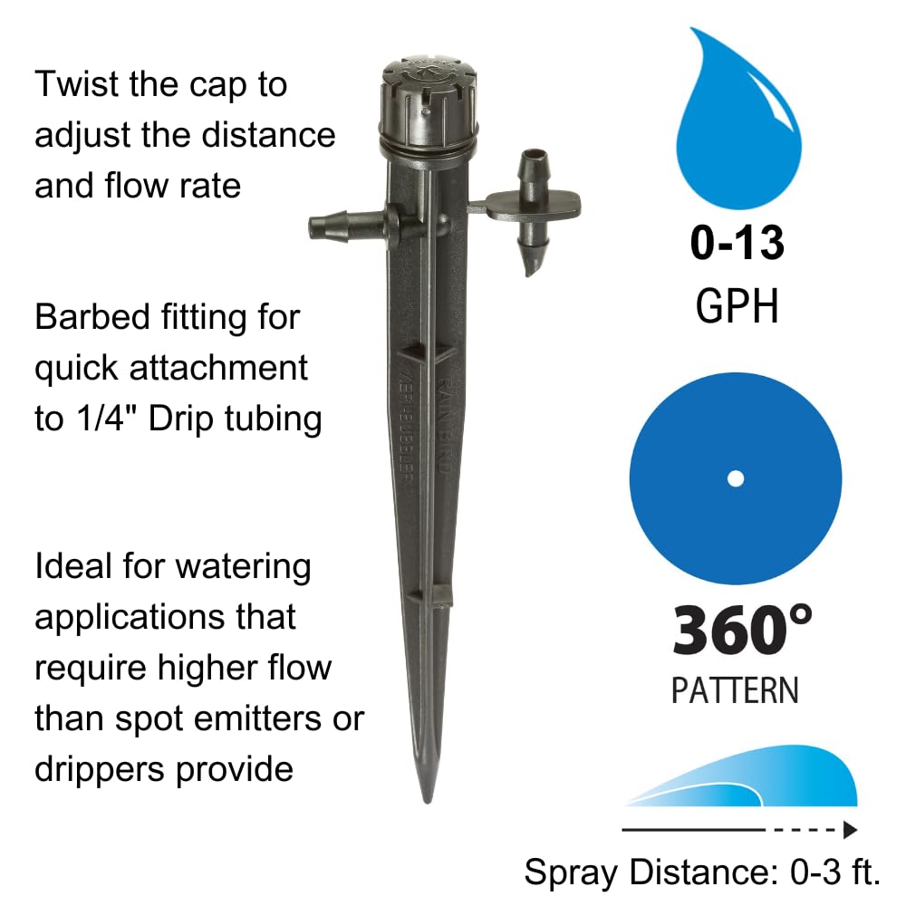 Close-up of Rain Bird Micro-Bubbler showing barbed fitting