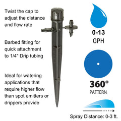 Close-up of Rain Bird Micro-Bubbler showing barbed fitting