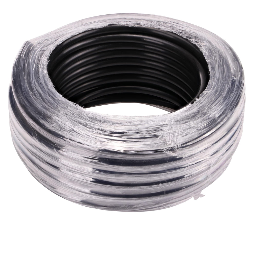 Close-up of Raindrip 1/4 inch tubing showing outer and inner layers