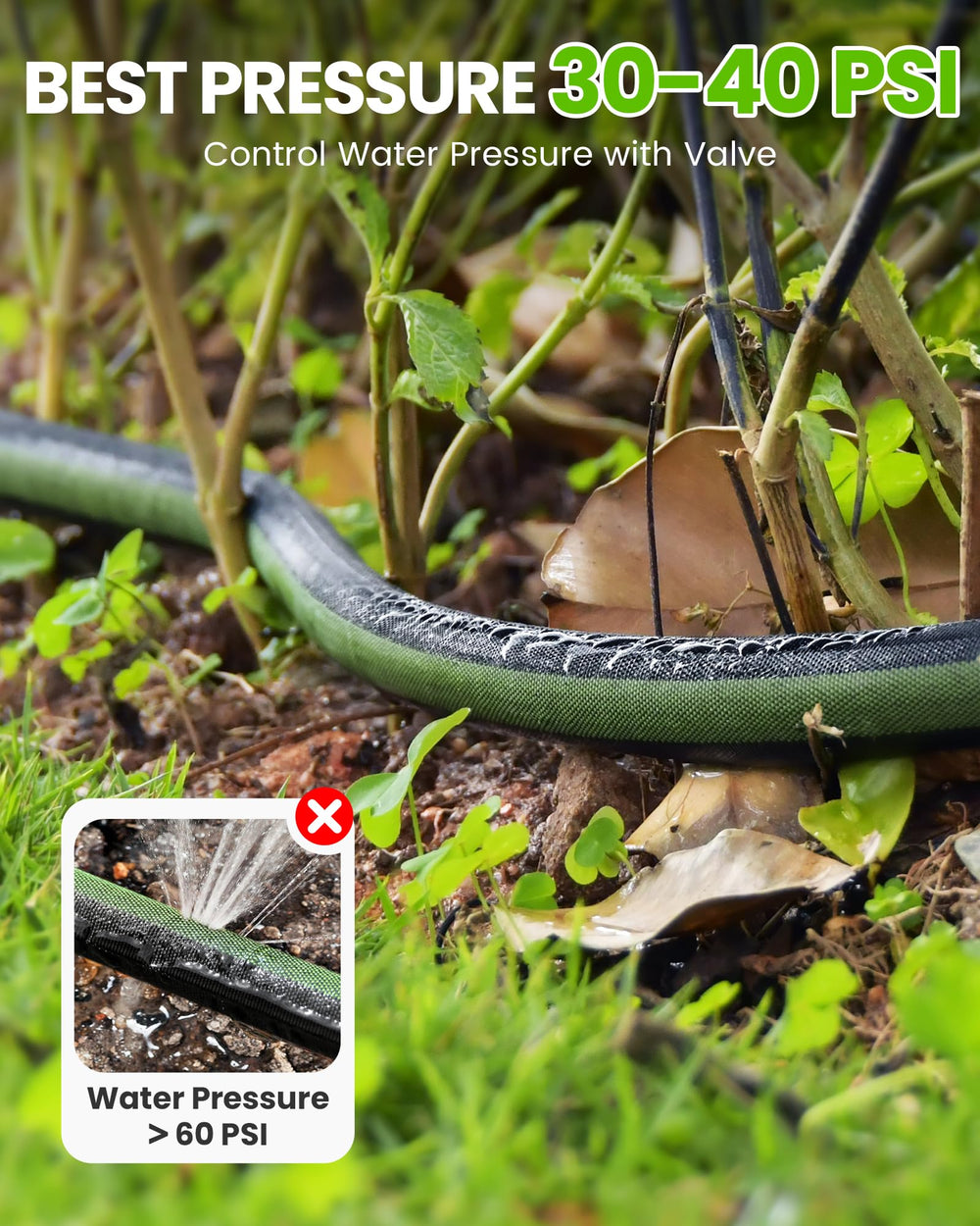 Close-up of RAINPOINT Flat Soaker Hose material