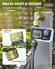 Close-up of RAINPOINT Sprinkler Timer showing the LCD display