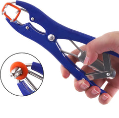 Close-up of RANCH CHOICE Goat Banding Tool's stainless steel frame