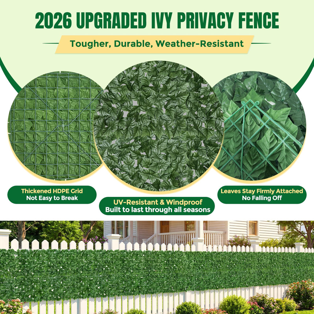 Close-up of realistic ivy leaves on KASZOO fence screen