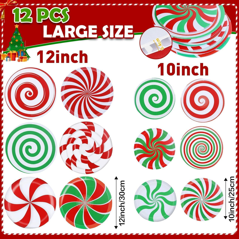 Close-up of red and white peppermint candy design ornament