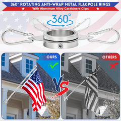 Close-up of REERON flag pole rings showing adjustable screws
