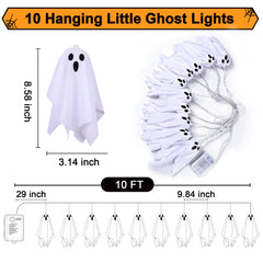 Close-up of REGTEB ghost decoration with warm white LED lights