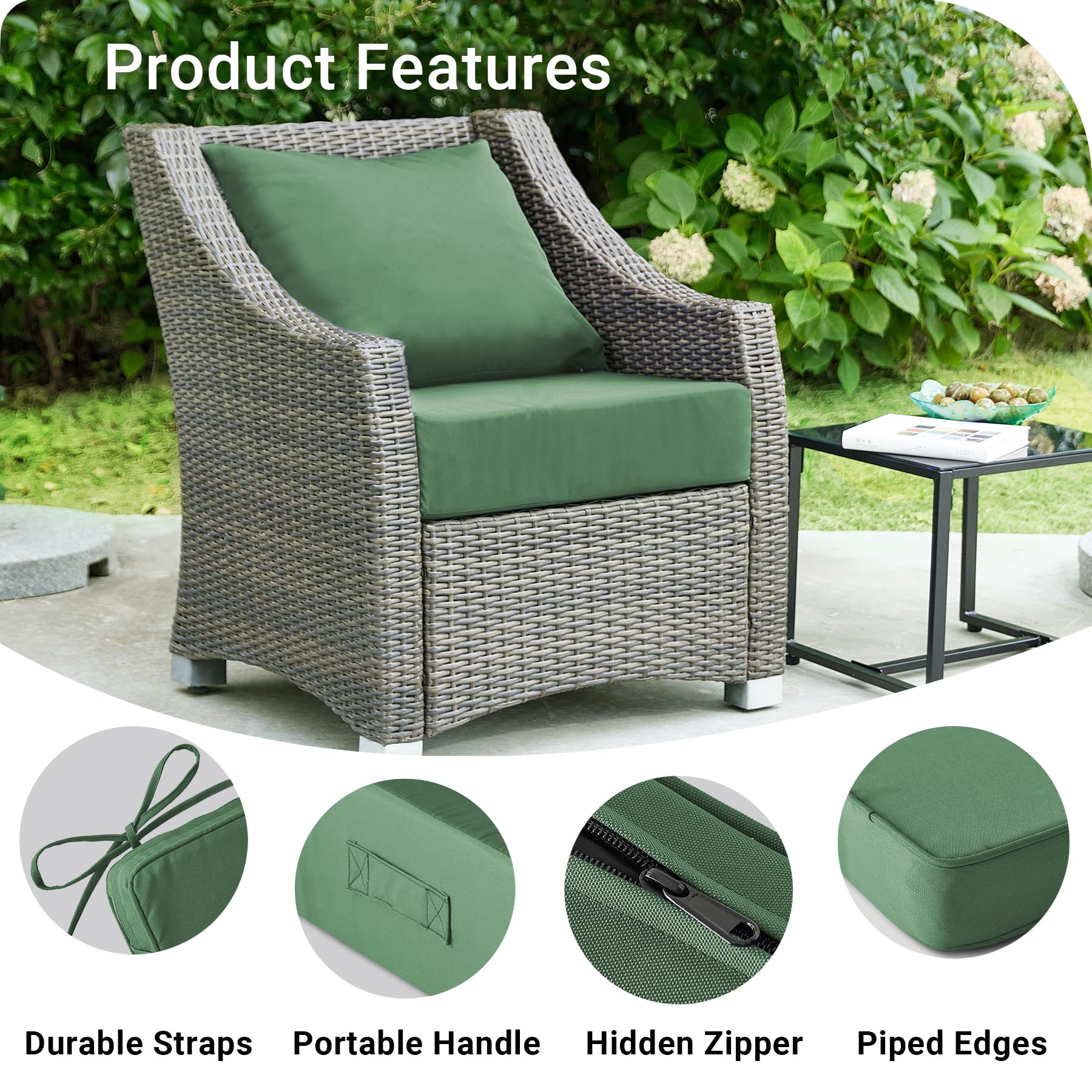 Close-up of removable cover on IPYNBAP Outdoor Cushion