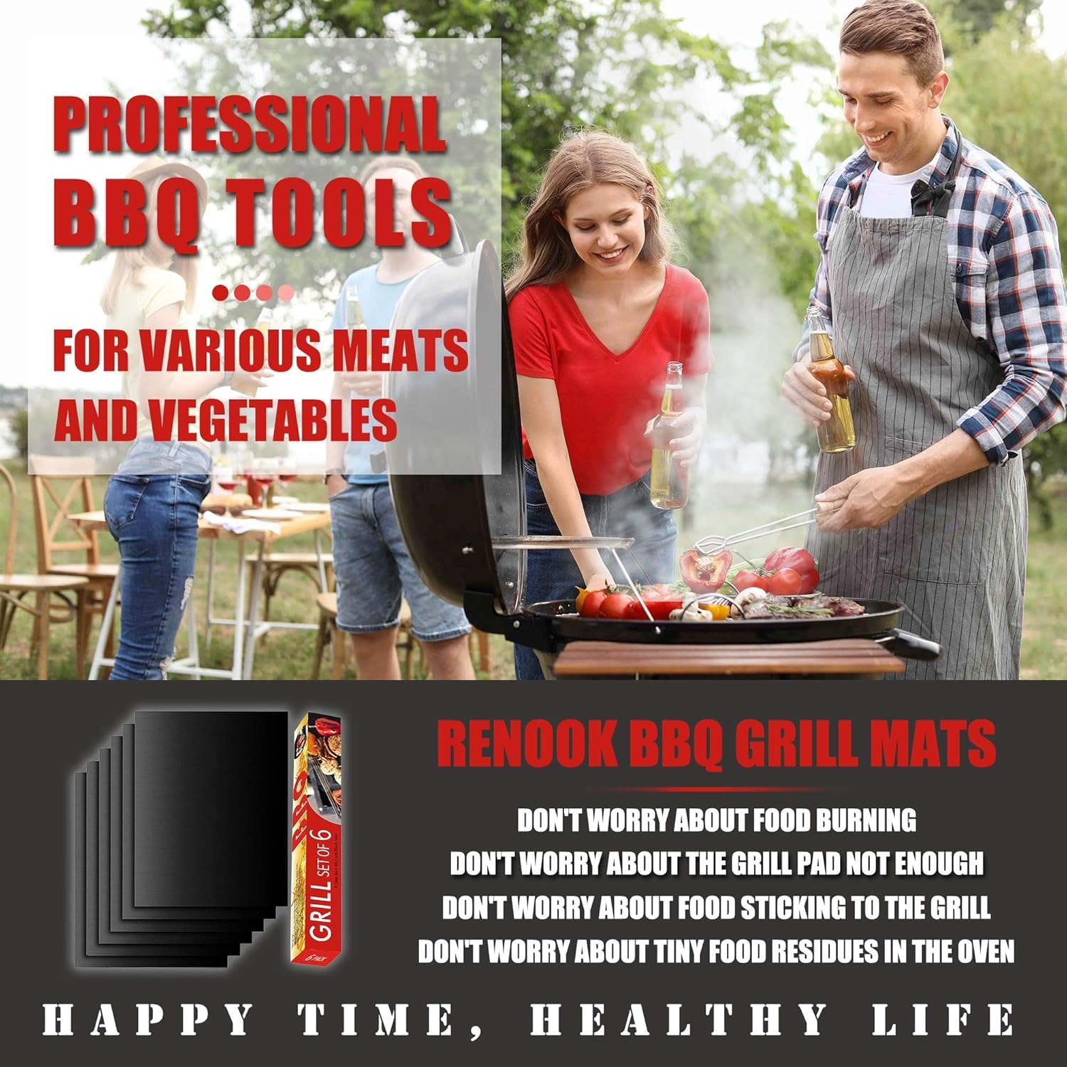 Close-up of Renook Non-Stick Grill Mat surface