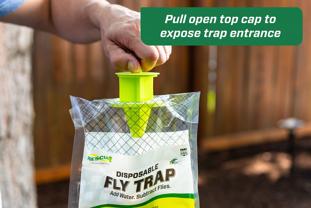 Close-up of RESCUE! Fly Trap showing water activation process