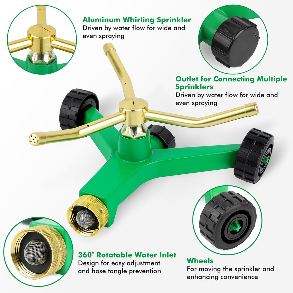 Close-up of Restmo 3-Arm Sprinkler's durable metal arms